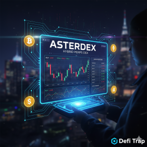 Asterdex perps trading interface showing BTC-PERP chart and order panel — top perps dex platforms comparison 2026