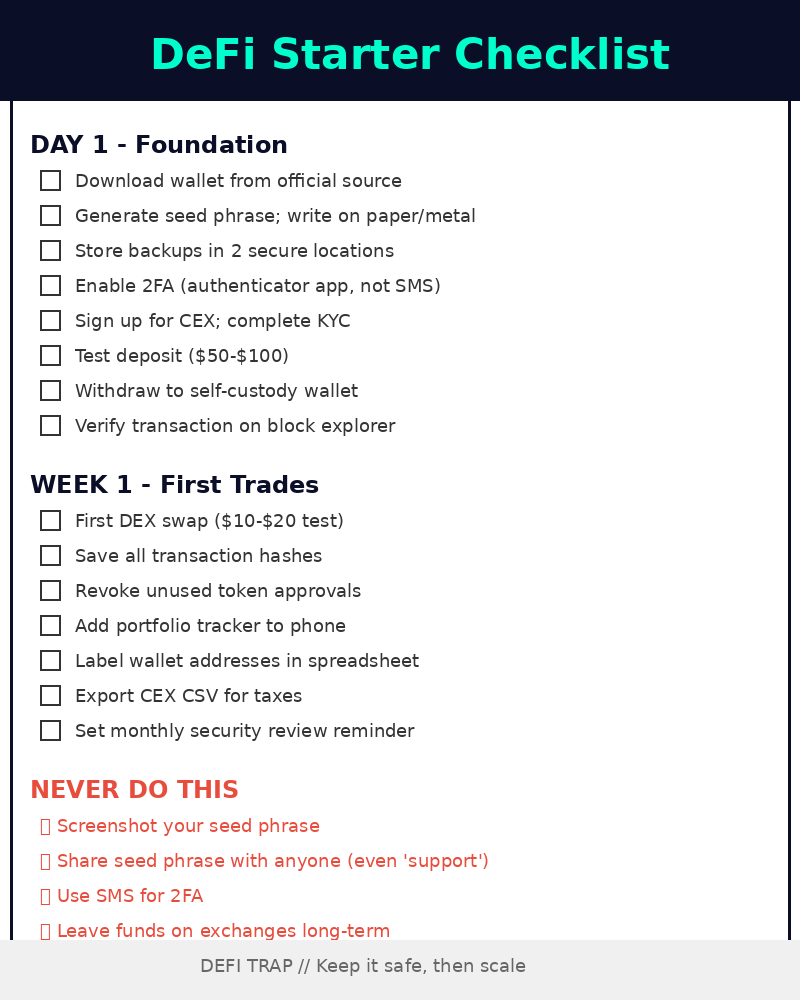 Defi Trap Starter Checklist